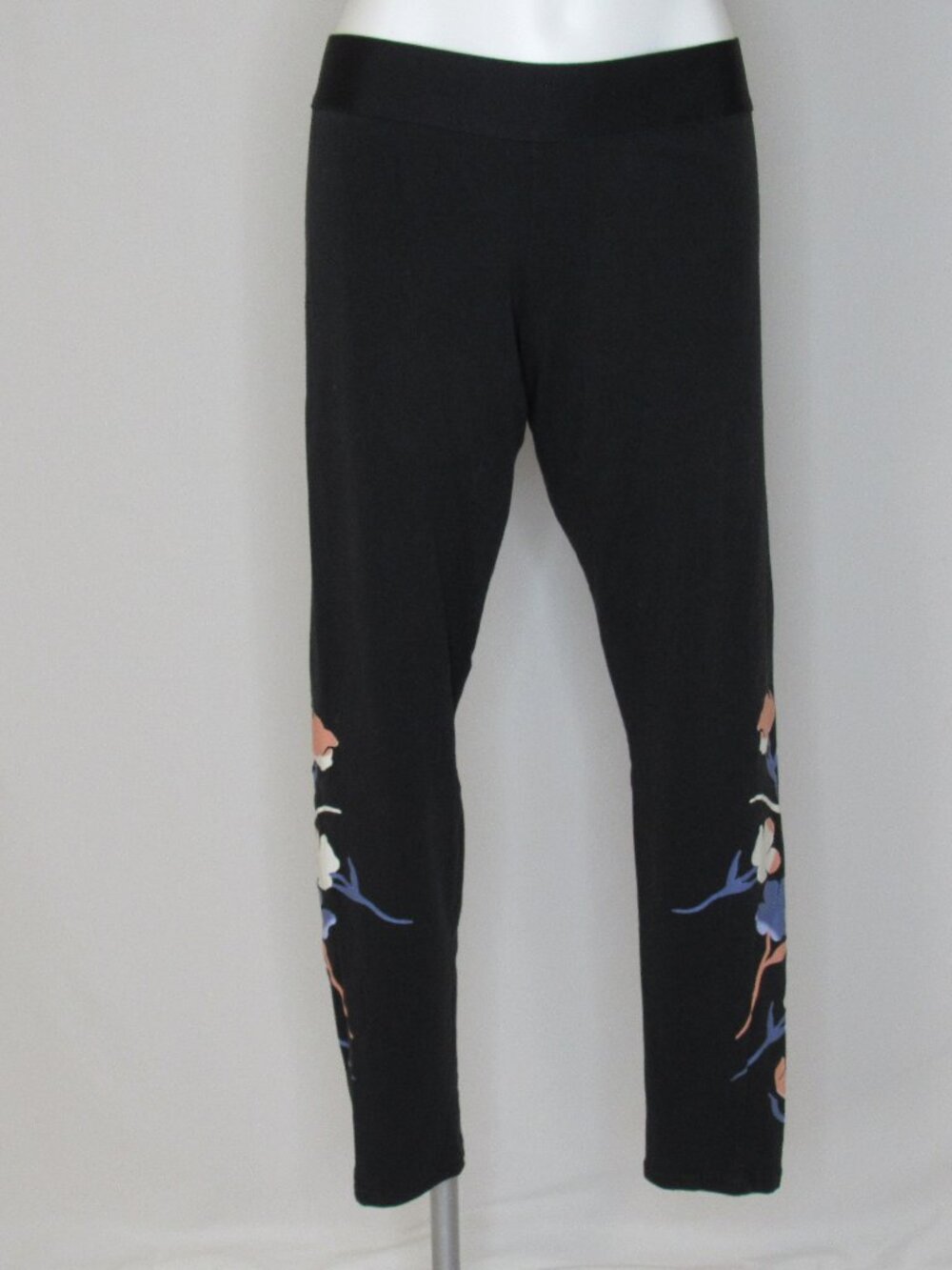Adidas Black Floral Print Graphic Athletic Sport Tights 29" Women's XL Xlarge